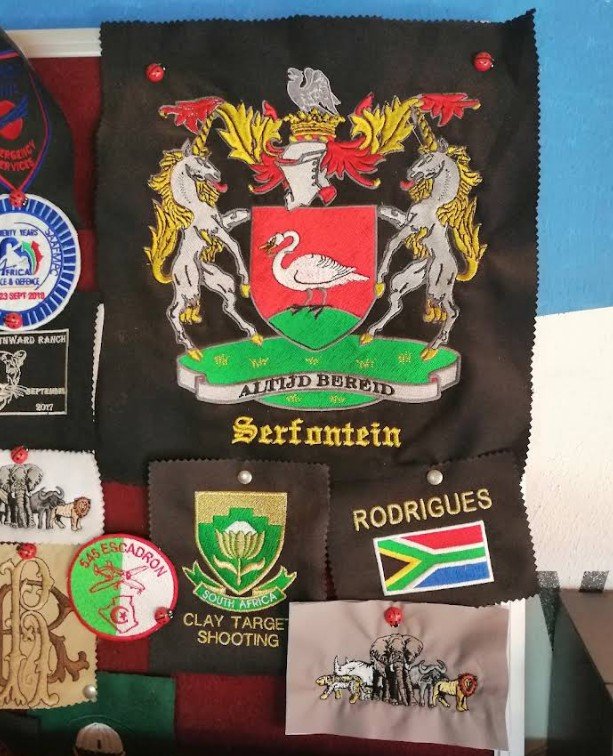 Custom embroidered family coat of arms, fully digitized